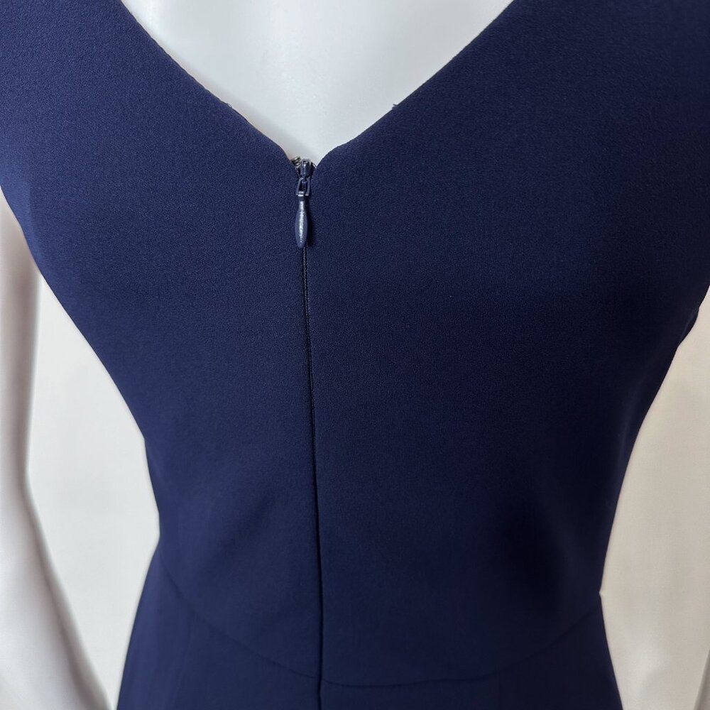 Anthropologie BHLDN Tatum V-Neck Crepe Gown Maxi Dress in Navy Women's Size 6 - Picture 9 of 16